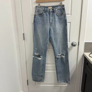 GRLFRND Jeans Sara Super high Rise Slim Straight Size 28 Distressed